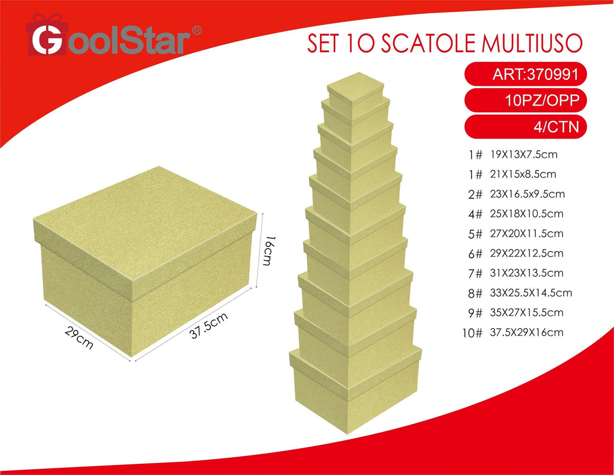 Set di 10 scatole regalo rettangolari effetto spazzolato