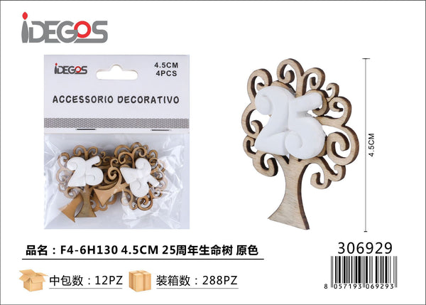 Decorazione Albero della vita Numero 25, colore naturale, 4,5 cm