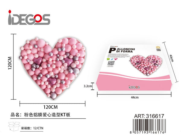 Decorazione a cuore con palloncini rosa, 120 x 120 cm