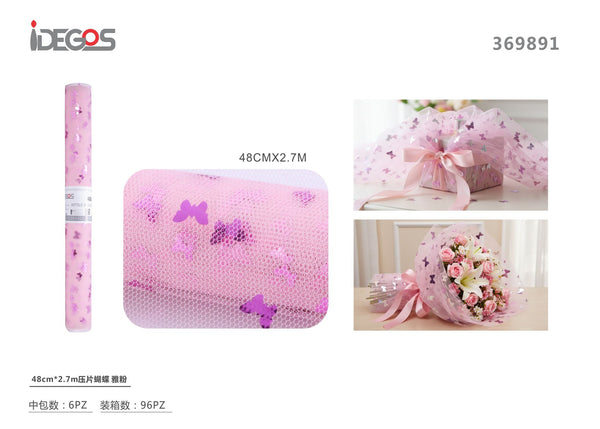 Tulle decorativo a farfalle, 48 cm x 2,7 m