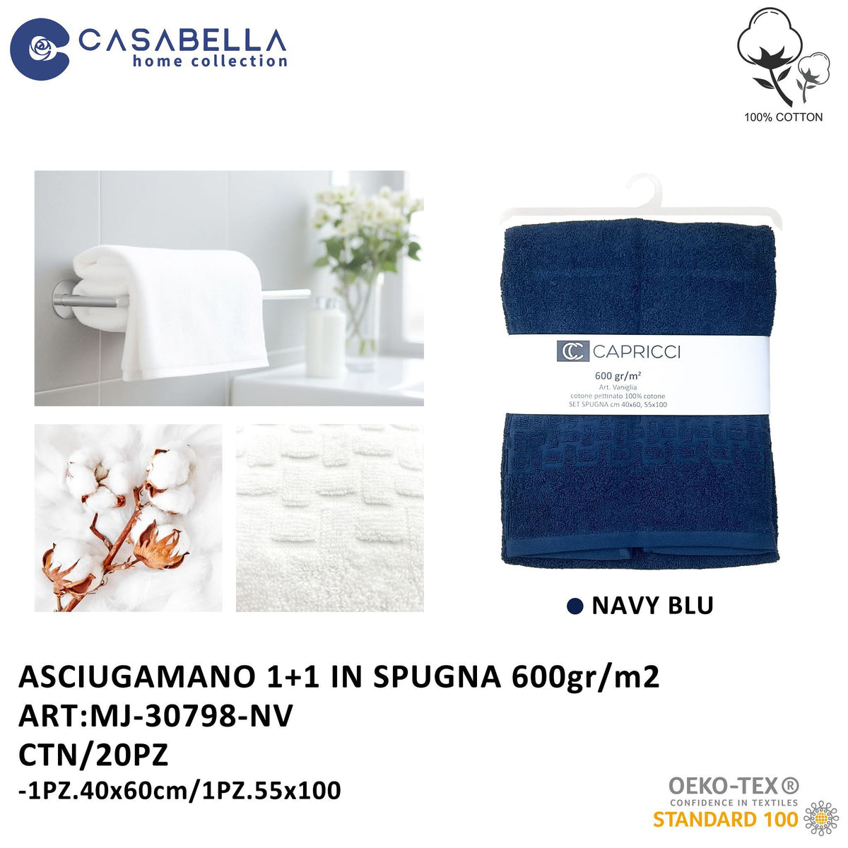 Asciugamano 1+1 Navy Blu