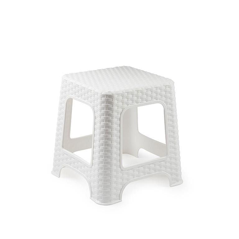 SGABELLO RATTAN PICCOLO PLASTICA 32.5X32.5X33CM BIANCO