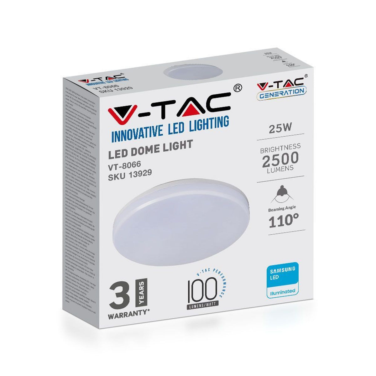 Plafoniera LED V-TAC rotonda 25 W 3000 K IP44