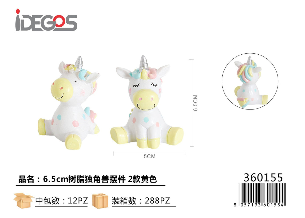 Portabiglietto a unicorno in resina, giallo, 6,5 cm