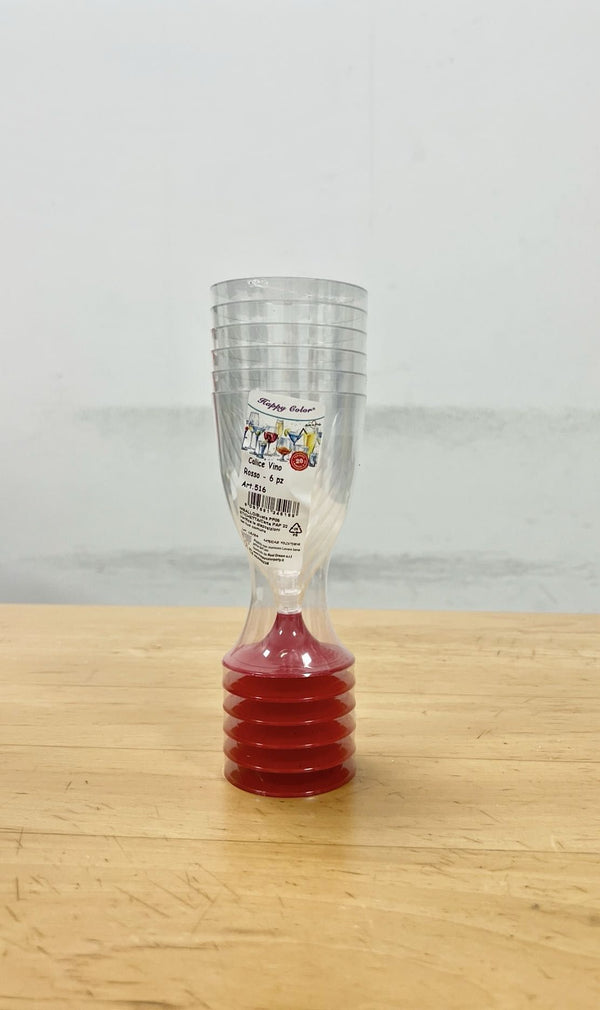 CALICE VINO PLASTICA 6PZ H13cm ROSSO