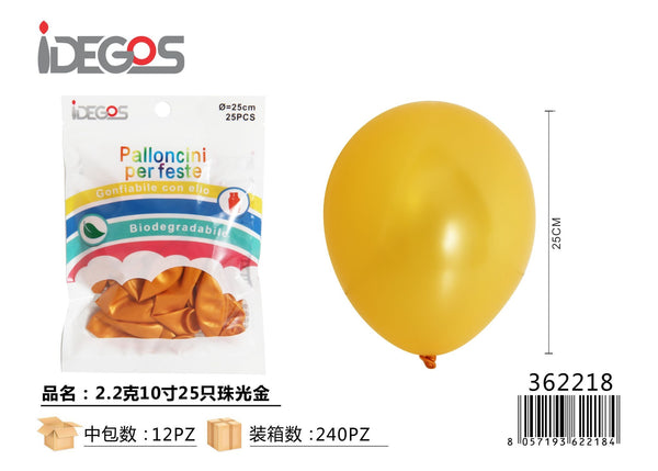 Palloncini oro in lattice, 10 pollici, 25 pezzi