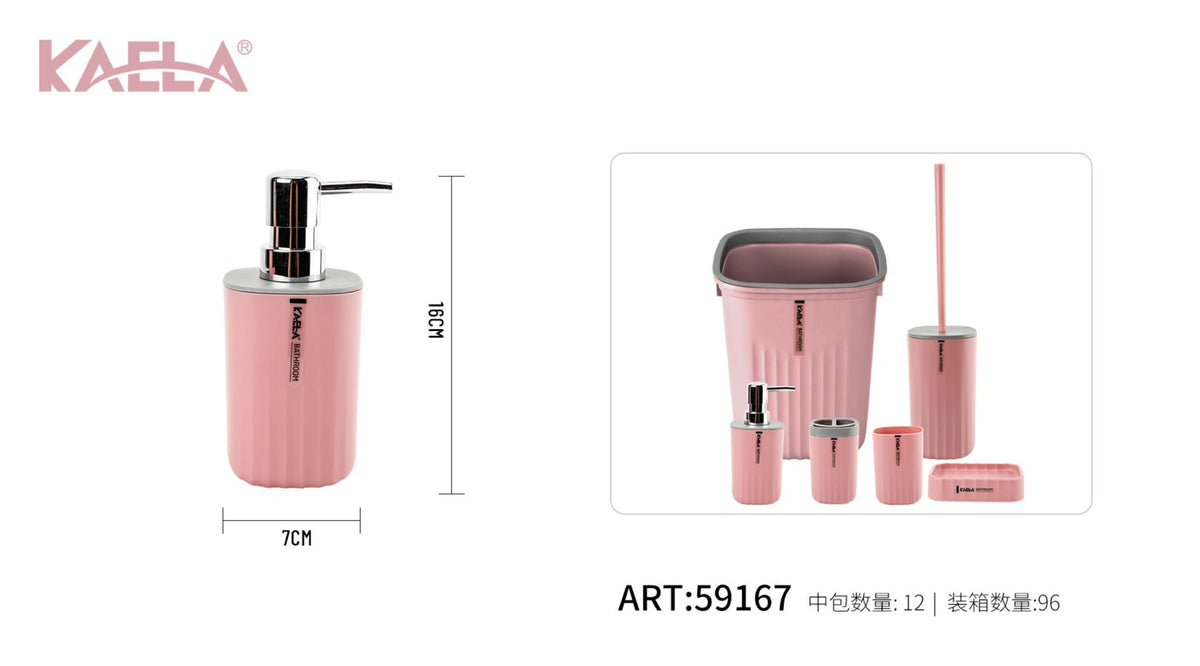 Dispenser per sapone YS210317-1, rosa, motivo a onde