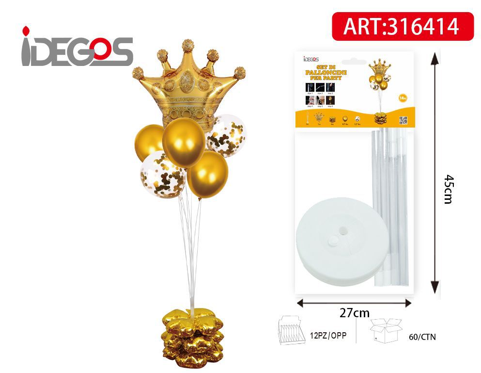 Set di palloncini a terra corona oro