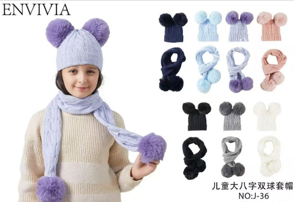 Set cappello e sciarpa per bambini J-36