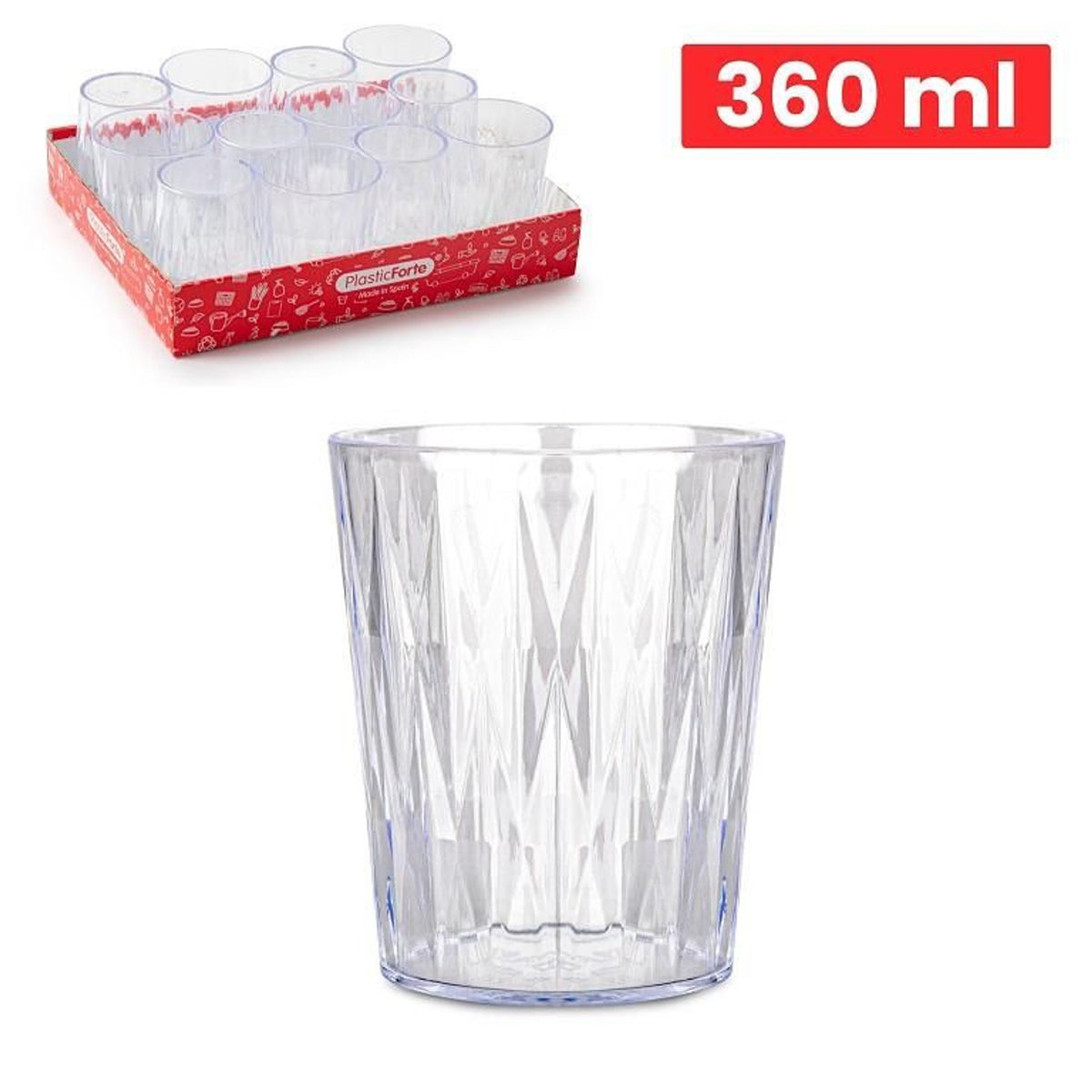 BICCHIERI RHOMB LUXE 360ML PLASTICA 8.6X8.6X10CM