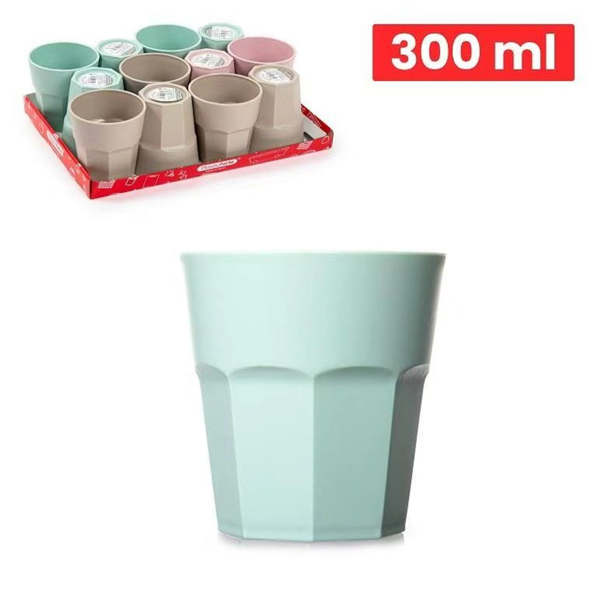 BICCHIERE OTTANGONALE PP 84X90 ASSORTIMENTO VRM 8.4X8.4X9H