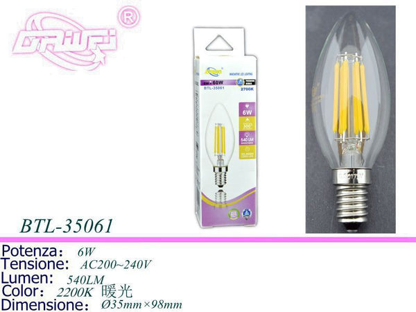 Lampadina decorativa a filamento — BTL-35061, 6 W, 2200 K