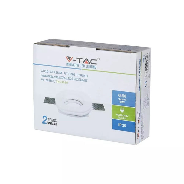 Portafaretto V-TAC GU10 rotondo in gesso da incasso