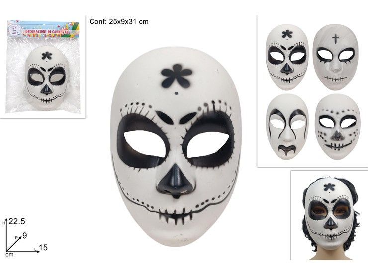 Maschera intera decorata per Halloween, assortita