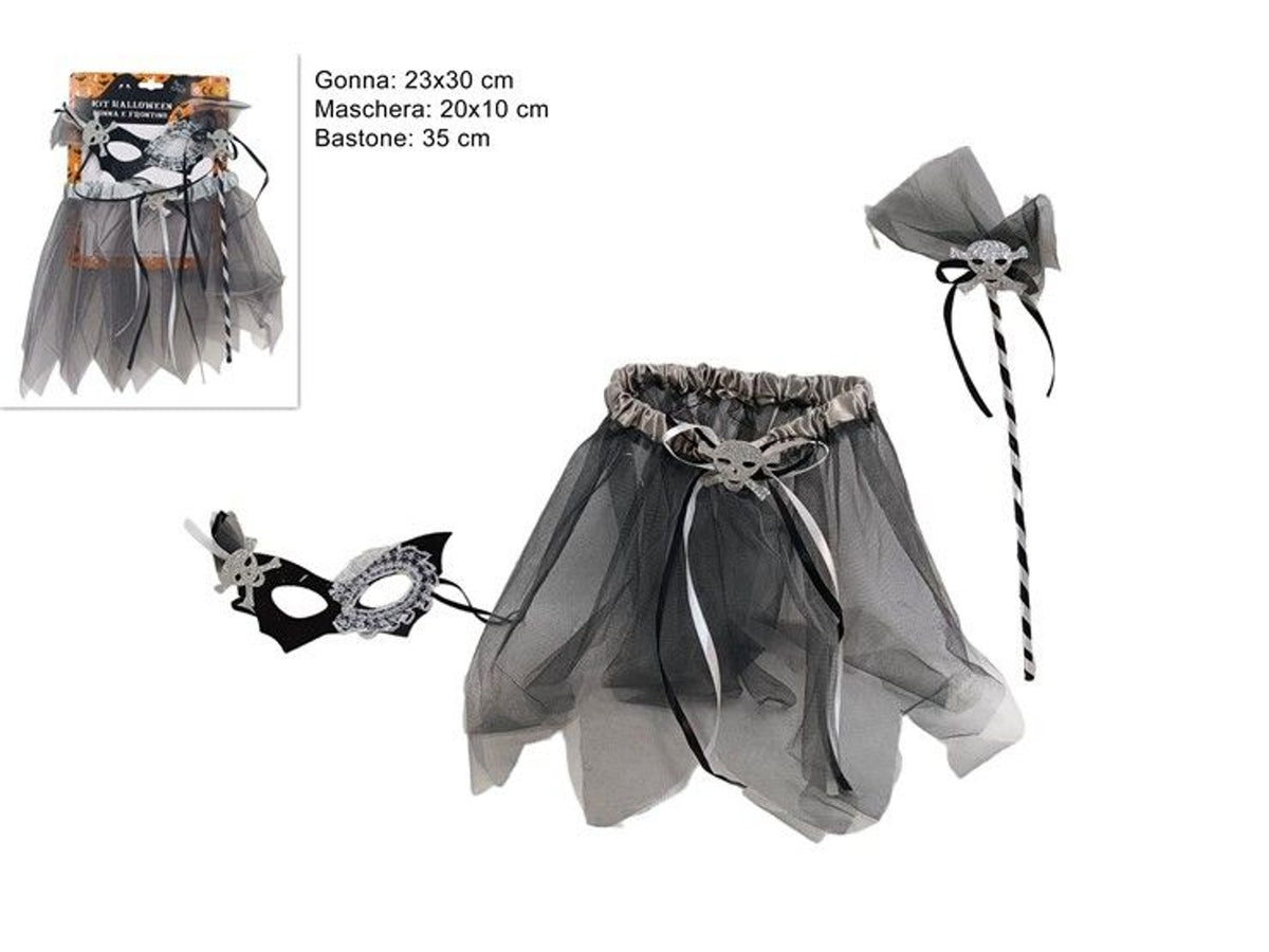 Set Halloween con gonnellino, maschera e bacchetta