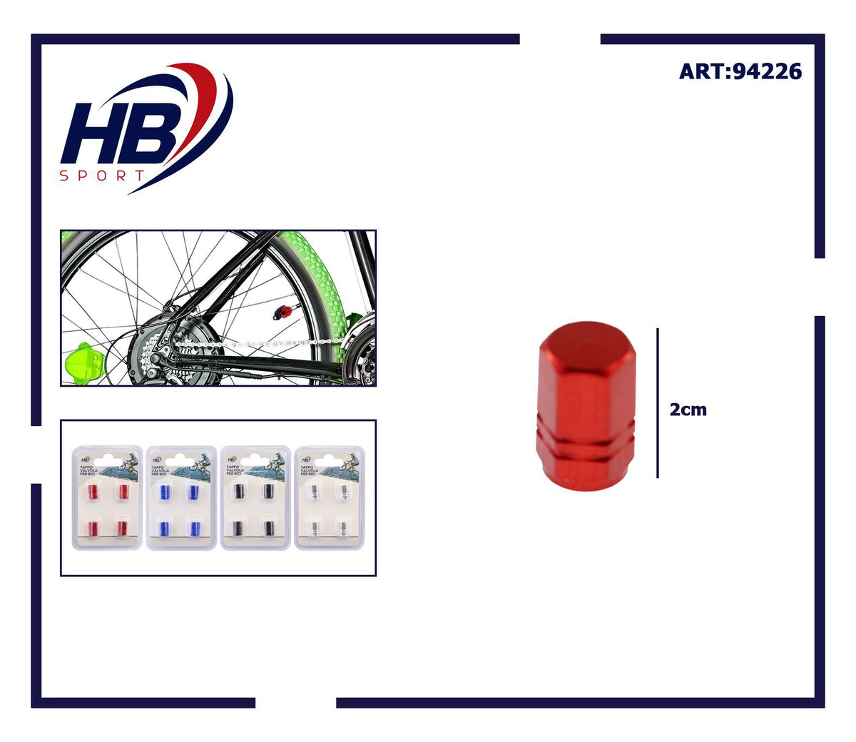 Tappi per valvola della bicicletta, set da 4