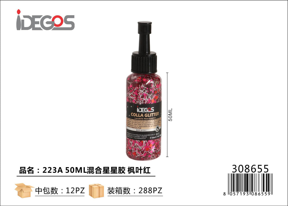 Colla glitter 223A, rosso bordeaux, 50 ml
