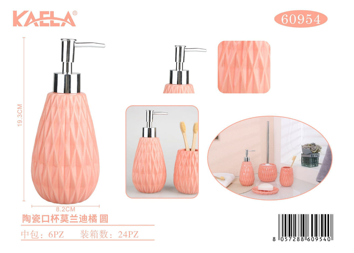 Dispenser per sapone, arancione in ceramica