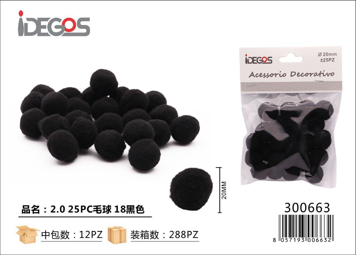 Set di 25 pompon decorativi