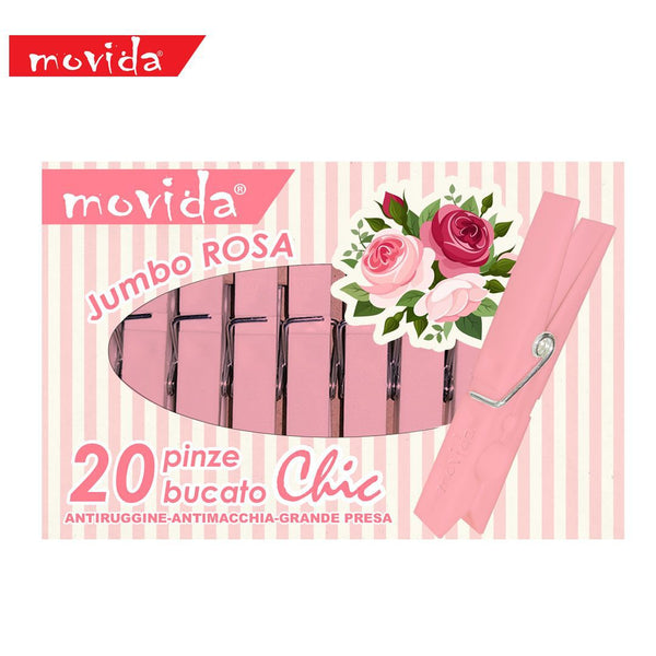 I CASAMICI MOVIDA MOLLETTE BUCATO 20PZ PLASTICA ROSA