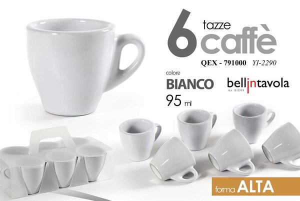 Tazzina da caffè YI-2290, 95 cc, confezione da 6 pezzi