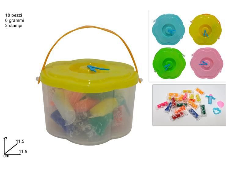 Set plastilina con 18 porzioni e 3 stampi