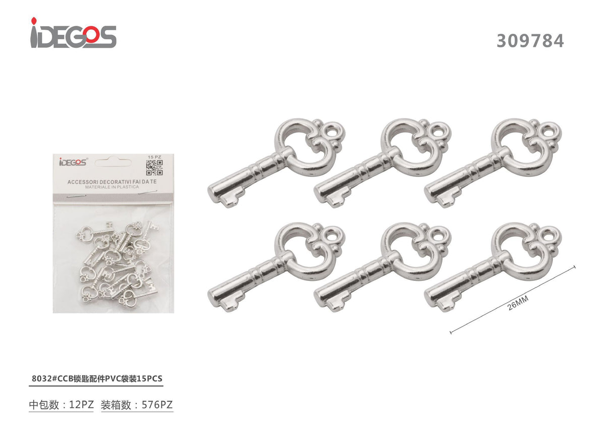 Set di 15 componenti decorativi a chiave, modello 8032