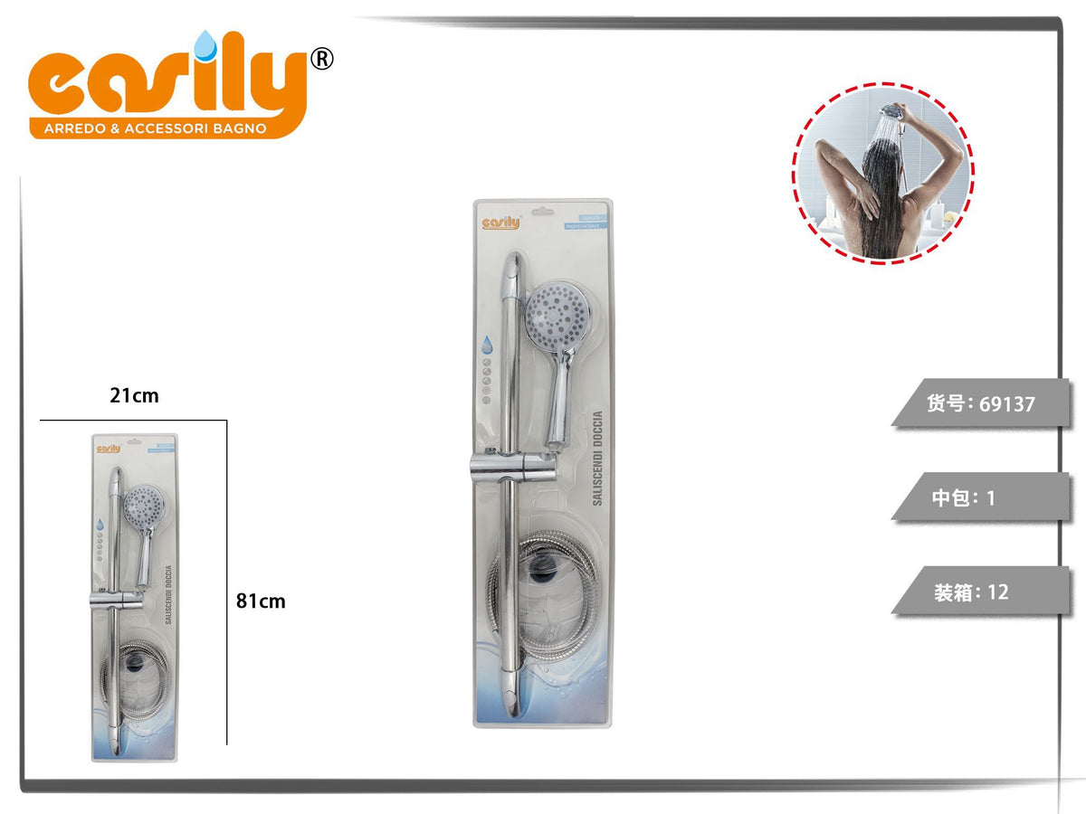 Set saliscendi doccia con supporti affusolati e flessibile 1,8 m
