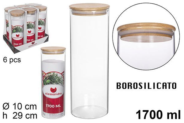C.M BARATTOLO VETRO C/COPERCHIO BAMBU 1700ML
