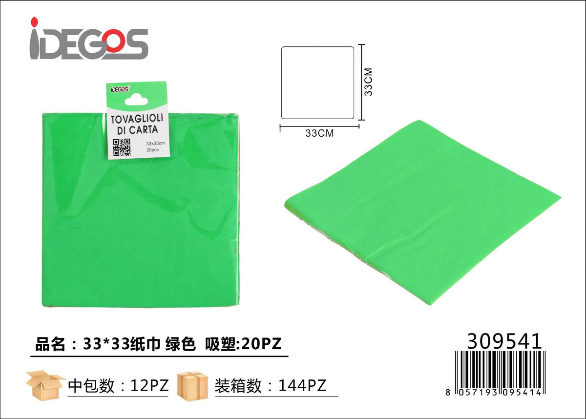 Tovaglioli di carta 33 x 33 cm verde