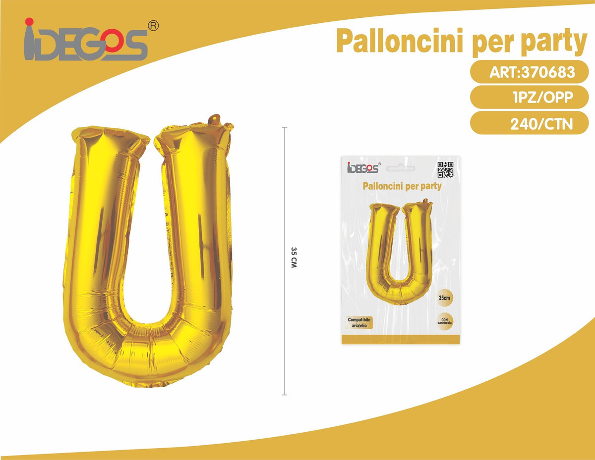 Palloncino Lettera U Oro 35cm
