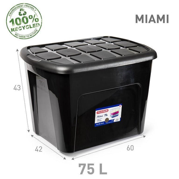 SCATOLA MULTIUSO MIAMI 75LT NERO 43X60X42CM