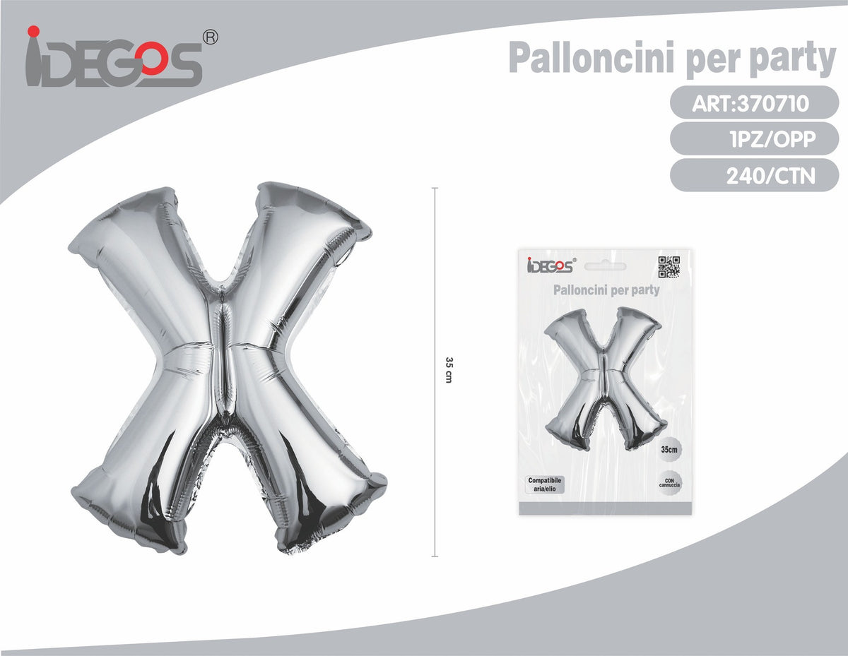Palloncino Lettera X 35cm Argento