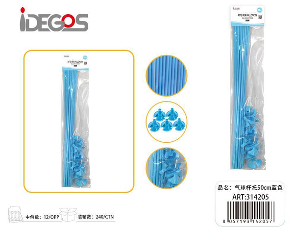 Aste con supporto per palloncini, 50 cm, 12 pezzi