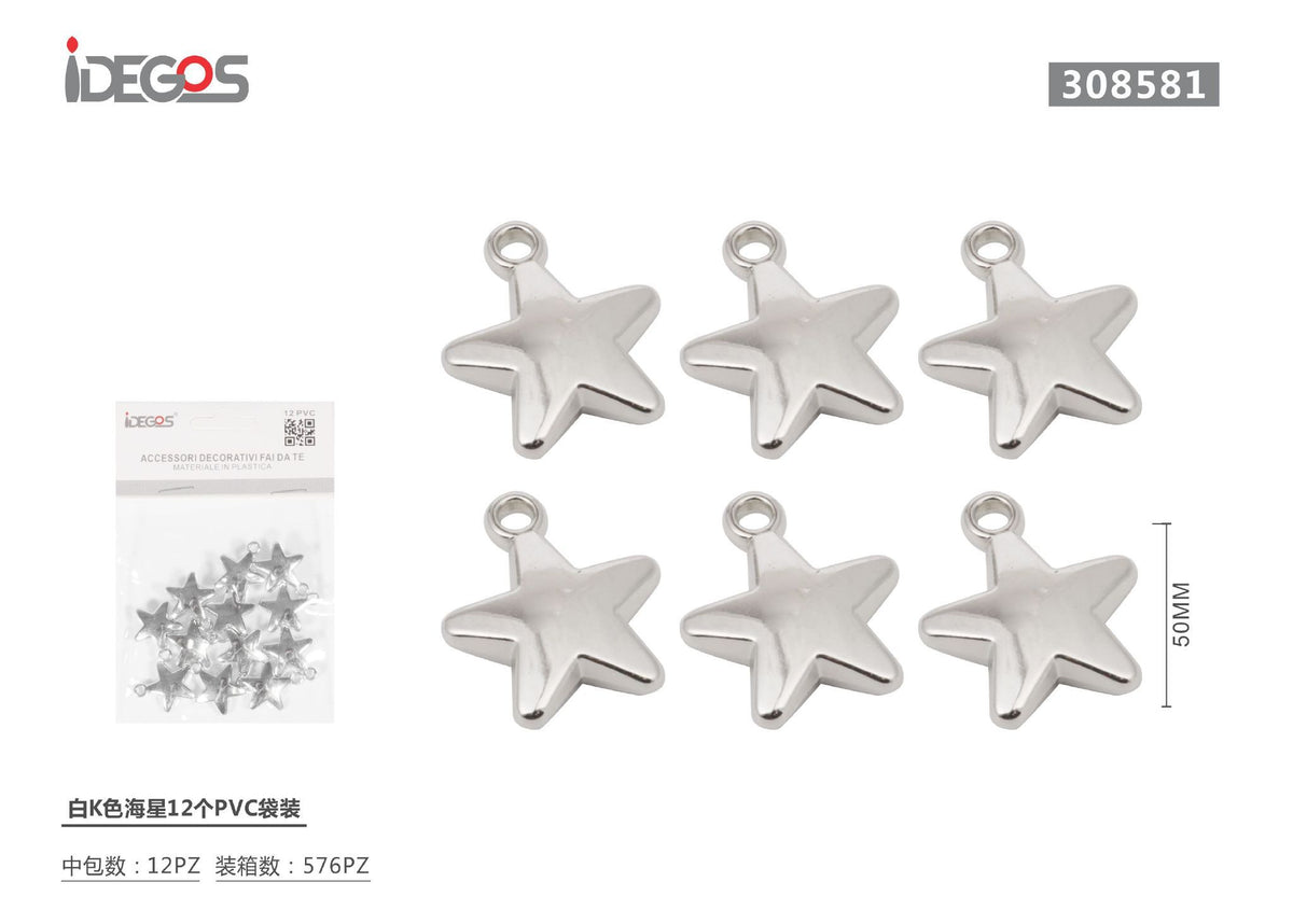 Set di 12 componenti decorativi a stella marina, Bianco K