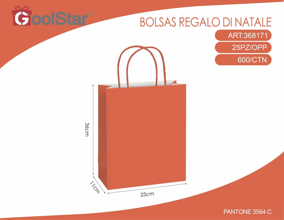 Sacchetti regalo in carta kraft, formato 25 x 11 x 26