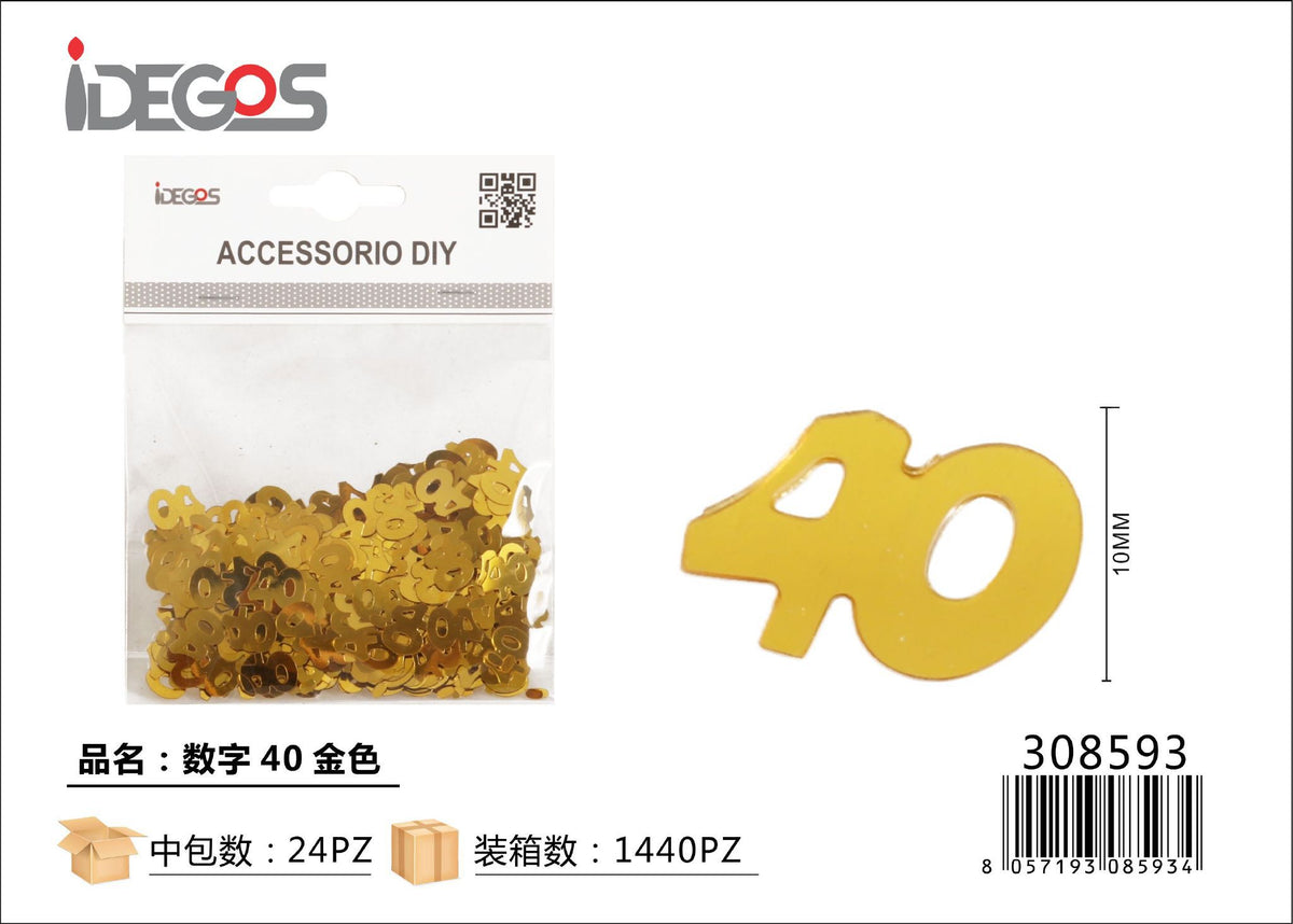 Paillettes decorative a numero 40