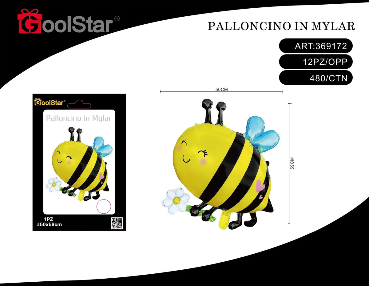 Palloncino foil Ape con fiore, 50 x 59 cm