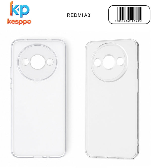 Custodia per Redmi A3 – trasparente, in silicone, con aperture sagomate