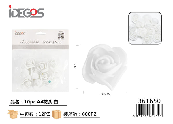 Testine di rose artificiali, modello A4, 10 pezzi
