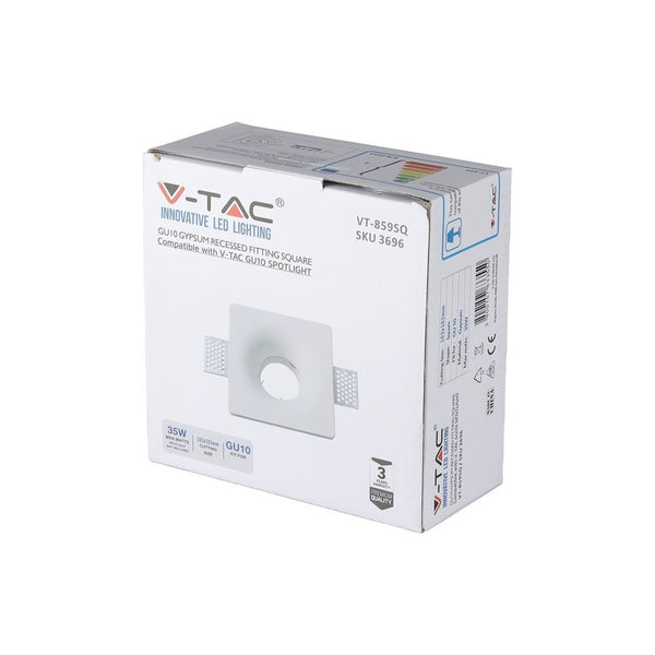Portafaretto V-TAC GU10 quadrato in gesso bianco