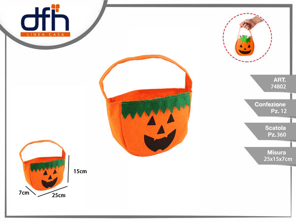 Cestino a zucca per Halloween con manico