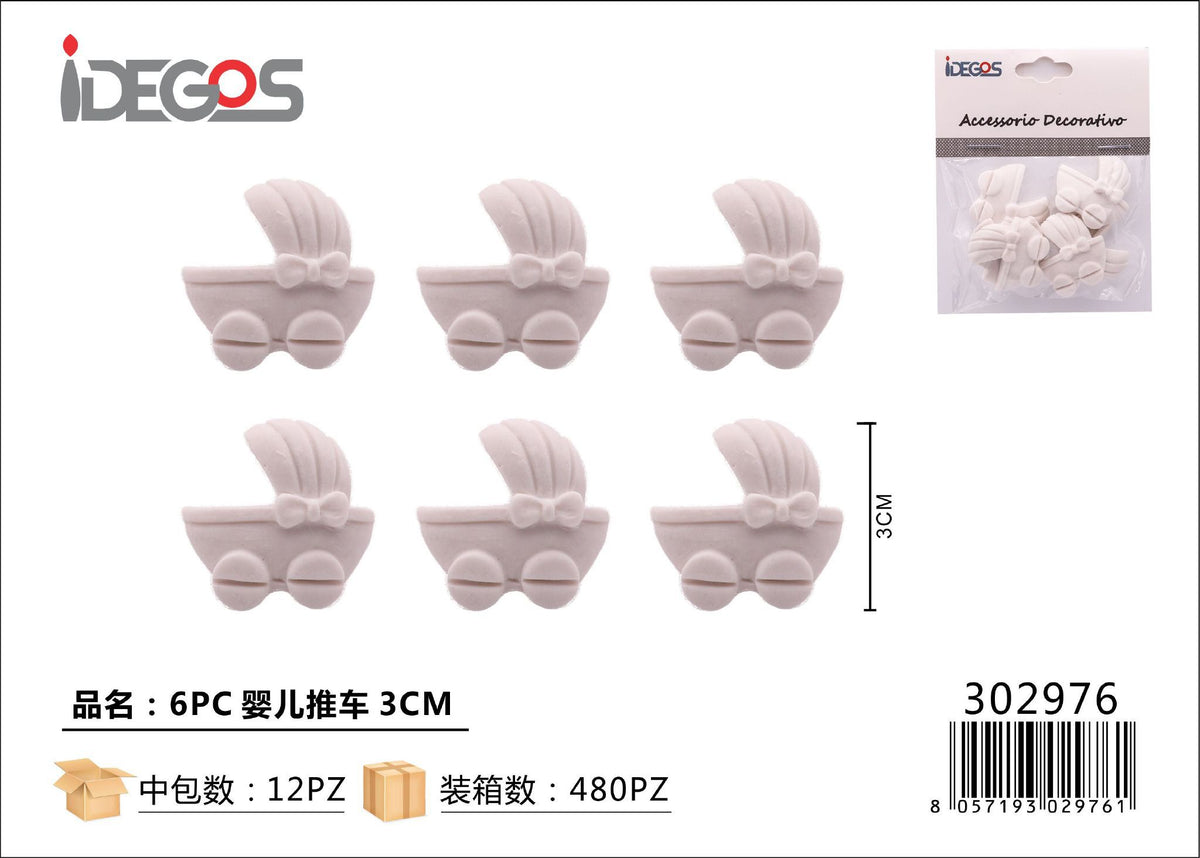 Set di 6 decorazioni in gesso per nascita, 3 cm