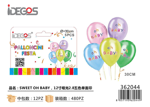 Set di palloncini in lattice oh baby colorati
