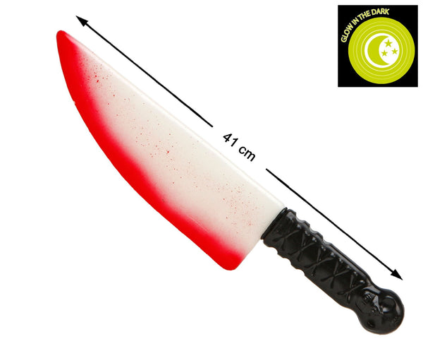 Coltello finto fosforescente per Halloween, 41 cm