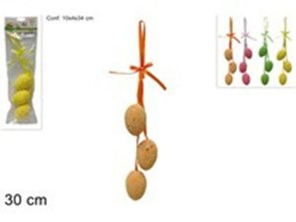 Appendino pasquale con tre uova e paillettes, 30 cm