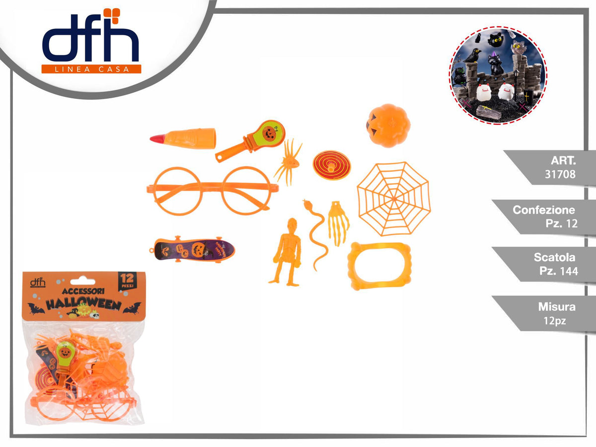 Set di 12 accessori arancioni per Halloween