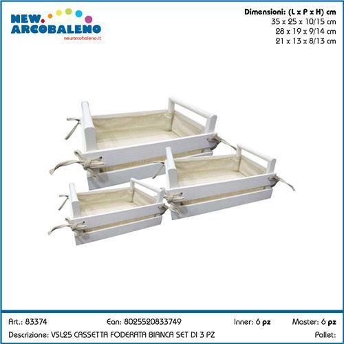 ARCOBALENO SET 3PZ CASSETTA IN LEGNO FODERATA