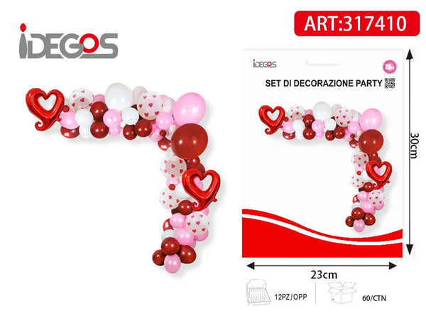 Kit arco di palloncini rosso  cuore