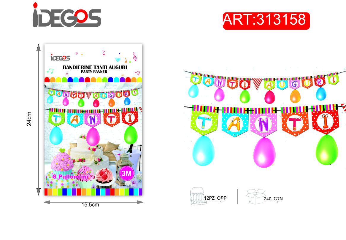 Festone a 3 m bandierine a tema palloncini
